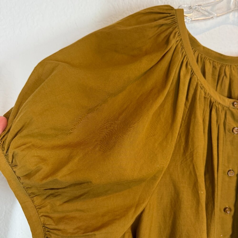 Doen June Top Blouse In Gold Tan Short Sleeve, Size Medium Or  Large - Picture 5 of 14